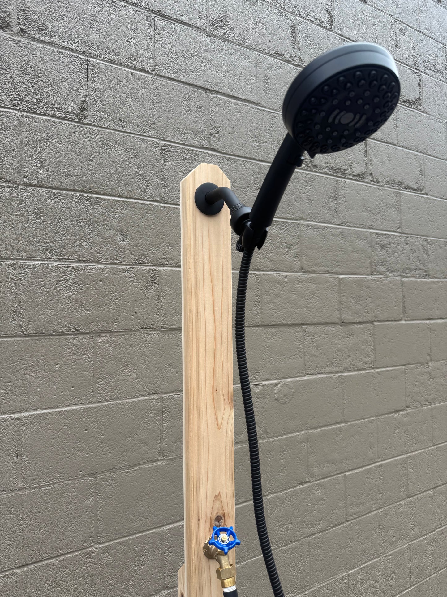 Cedar Outdoor Shower with Brass Plumbing | Portable Garden Hose Shower