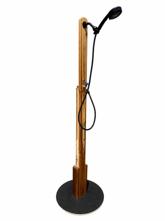Cedar Outdoor Shower with Brass Plumbing | Portable Garden Hose Shower