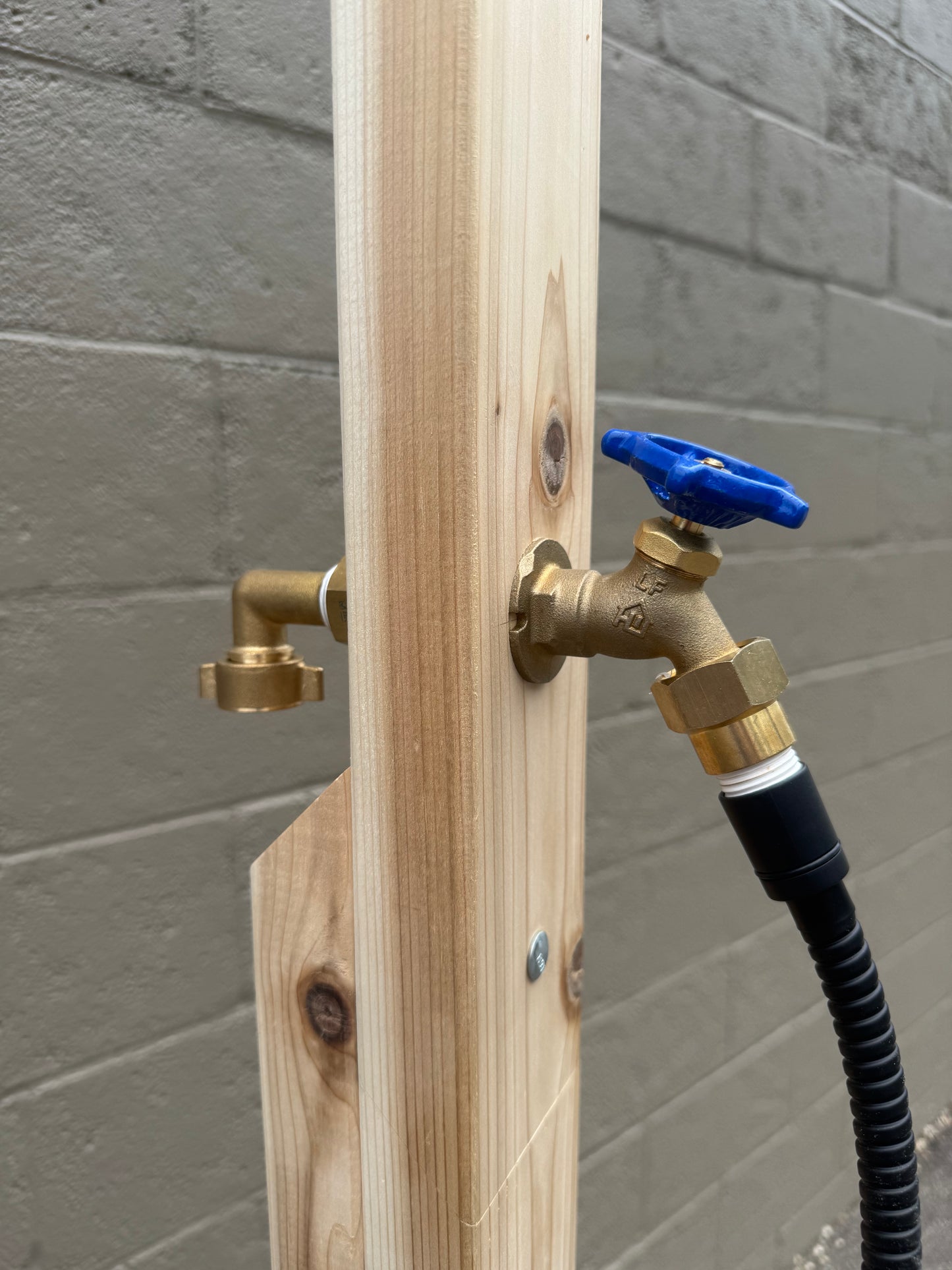 Cedar Outdoor Shower with Brass Plumbing | Portable Garden Hose Shower