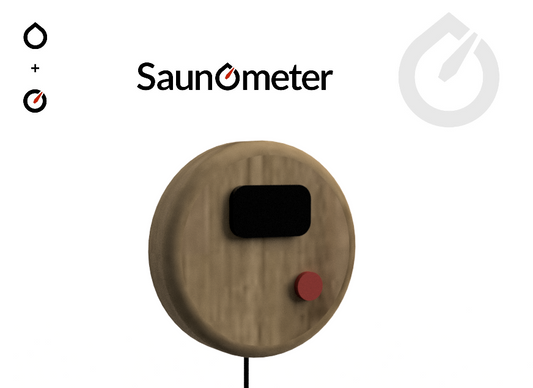 SaunOmeter PRE-ORDER, digital web-based temperature & humidity sauna climate monitor.